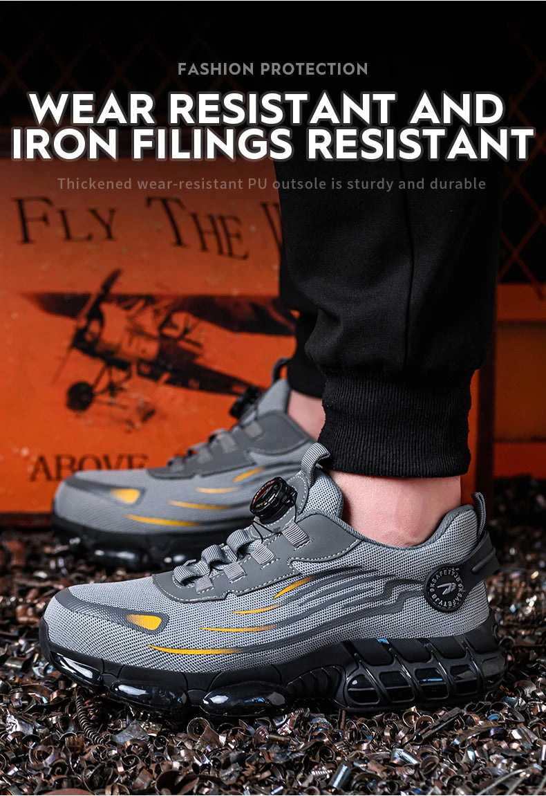 Men’s Rotating Button Safety Shoes – Anti-Smash & Anti-Puncture